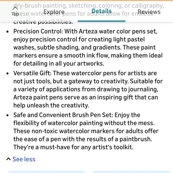 ARTEZA 48 Premium Real Brush Pens Unique Colors/Blendable/Water-Based Ink - Picture 12 of 12